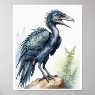 Poster Aquarelle Microraptor Dinosaur