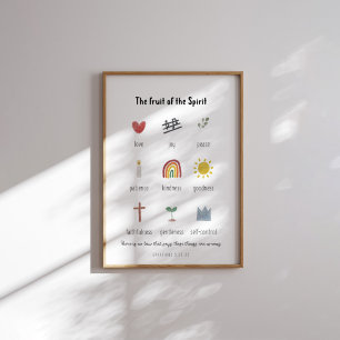 Poster Aquarelle mignon fruit de l'affiche spirituelle