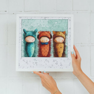 Poster Aquarelle mignonne Nouveau-né Bébé dormant Nourrit