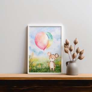 Poster Aquarelle mignonne Ours Bébé Genre Nourriture nutr