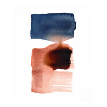 Aquarelle minimaliste moderne Abstraite sépia bleu