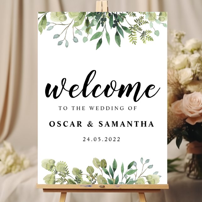 Poster Aquarelle moderne Branche des Feuilles verts (Créateur téléchargé)