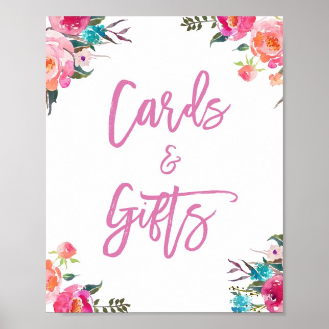 Poster Aquarelle moderne Floral | Mariage des cartes et d (Devant)