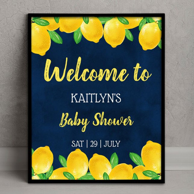 Poster Aquarelle moderne Lemon Tree Baby shower Bienvenue (Créateur téléchargé)