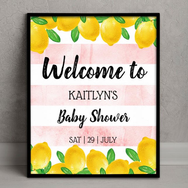 Poster Aquarelle moderne Lemon Tree Baby shower Bienvenue (Créateur téléchargé)