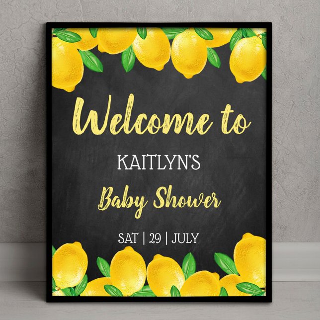 Poster Aquarelle moderne Lemon Tree Baby shower Bienvenue (Créateur téléchargé)
