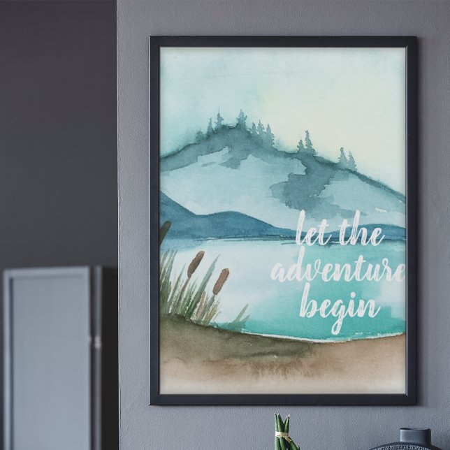 Poster Aquarelle moderne Nature Commençons l'aventure (Créateur téléchargé)
