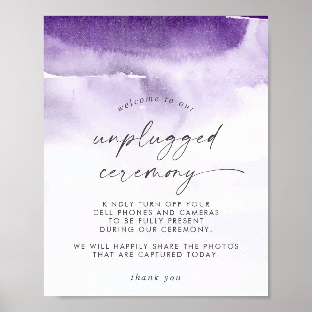 Poster Aquarelle moderne | Panneau de cérémonie violet dé (Devant)