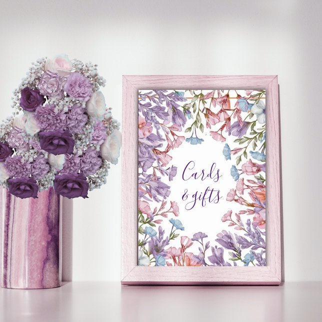 Poster Aquarelle moderne pastel violet rose fleur sauvage (Créateur téléchargé)