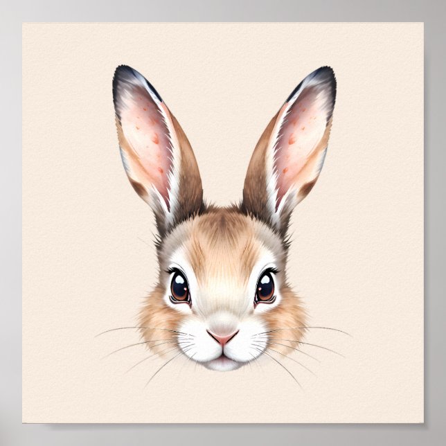 Poster Aquarelle moderne personnalisée Mignonne Lapin de  (Devant)