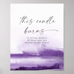 Poster Aquarelle moderne Purple Ce Candle Brûle Signe