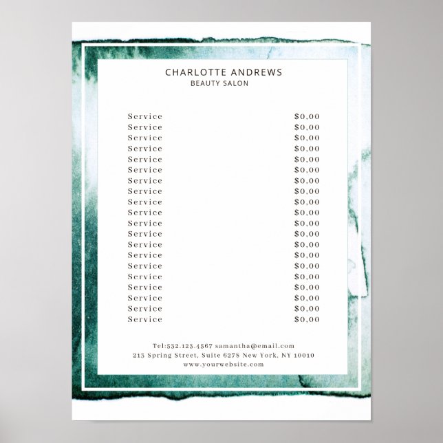 Poster Aquarelle moderne Résumé Weiß Grün (Devant)