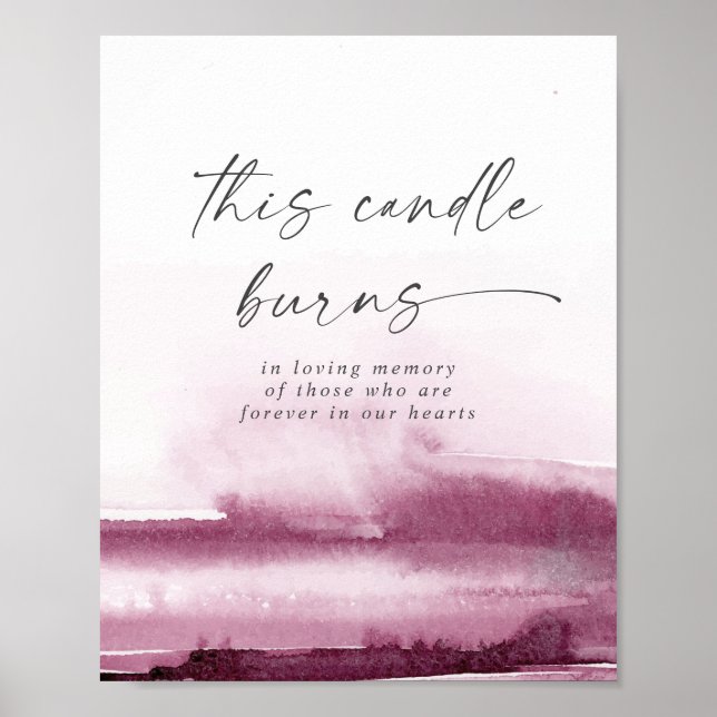 Poster Aquarelle moderne | Rouge Ce Candle Brûle Signe (Devant)