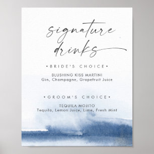 Poster Aquarelle moderne Signature bleue Signet boisson