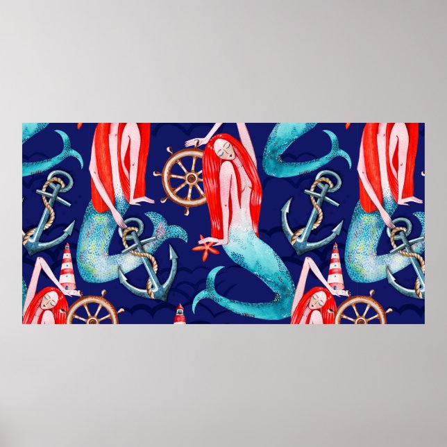 Poster Aquarelle motif mer (Devant)