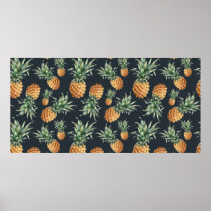 Poster Aquarelle motif transparent avec ananas mûr. H