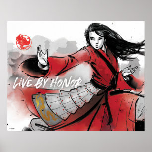 Poster Aquarelle Mulan "Live By Honor"