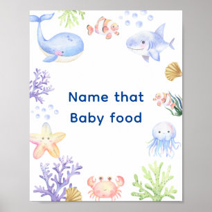 Poster Aquarelle nautique - Nom de l'aliment pour bébé