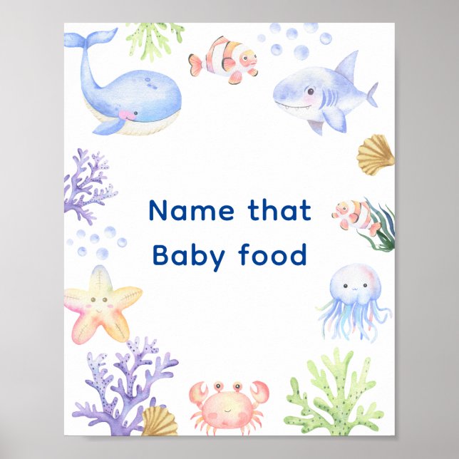 Poster Aquarelle nautique - Nom de l'aliment pour bébé (Devant)