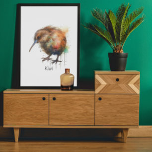 Poster Aquarelle néo-zélandaise Kiwi