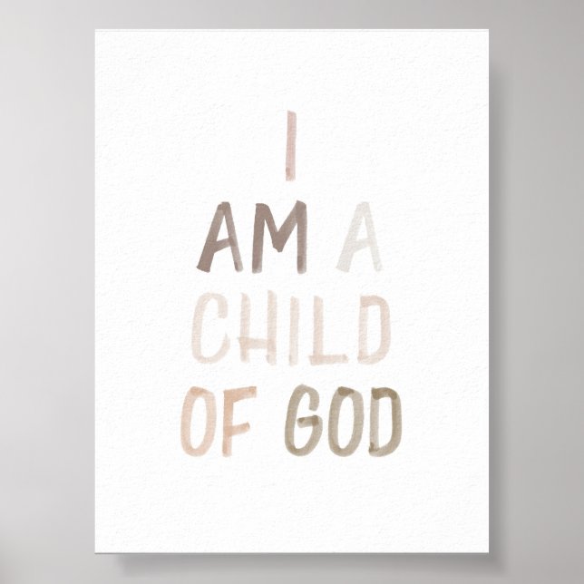 Poster Aquarelle Neutre Je suis un enfant imprimé par Die (Devant)