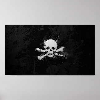 Poster Aquarelle noire et blanche Pirate Sklag