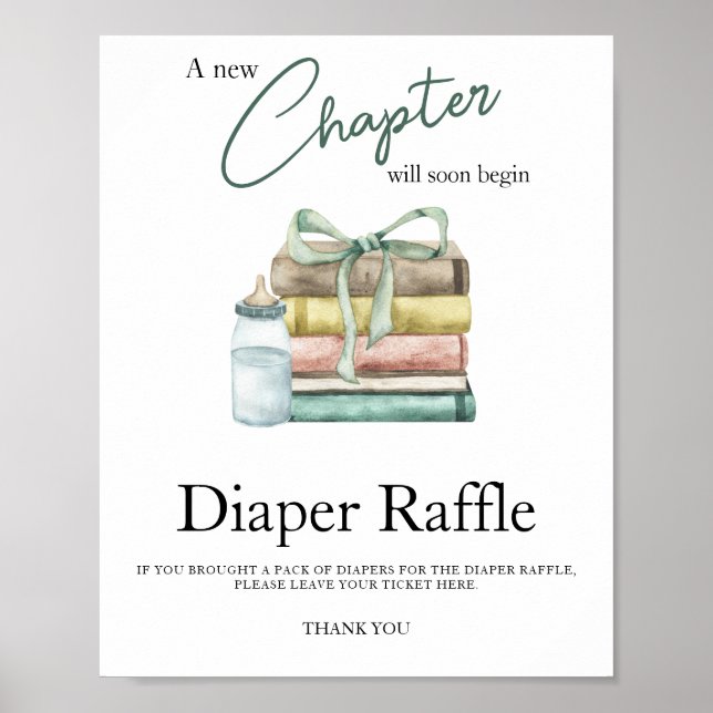 Poster aquarelle nouveau chapitre baby shower tombole (Devant)