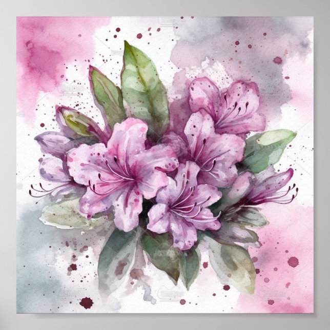 Poster Aquarelle numérique Azalea (Devant)