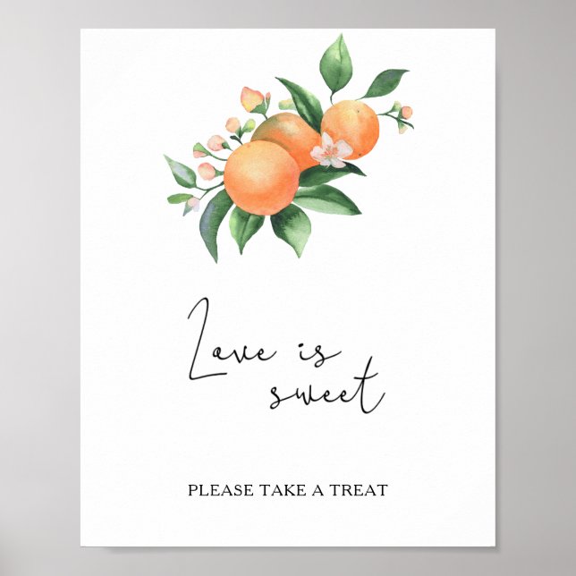 Poster Aquarelle oranges - l'amour est doux, prenez une f (Devant)