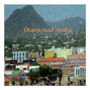 Poster Aquarelle Oranjestad, Aruba