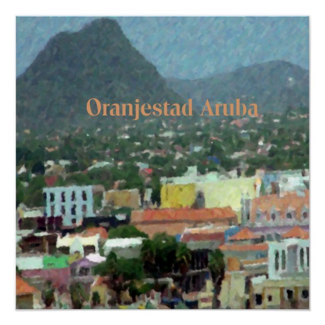 Poster Aquarelle Oranjestad, Aruba (Devant)