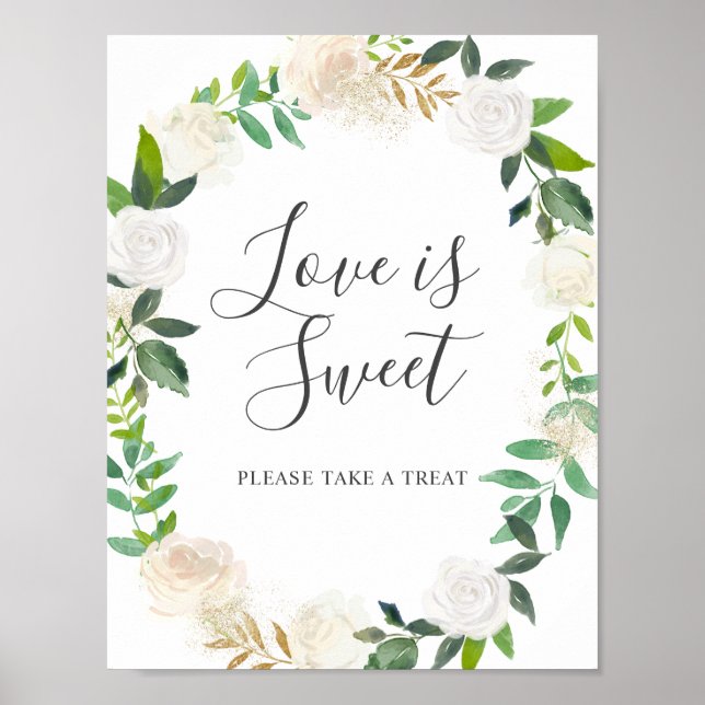 Poster Aquarelle pâle Floral Mariage L'amour est doux (Devant)