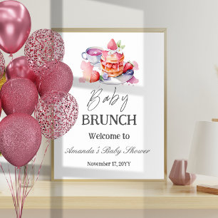 Poster Aquarelle Pancake Baby Brunch Douche Bienvenue