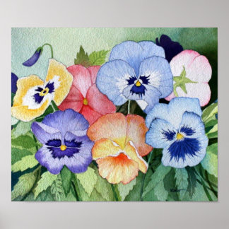 Poster Aquarelle Pansies II Art Imprimer