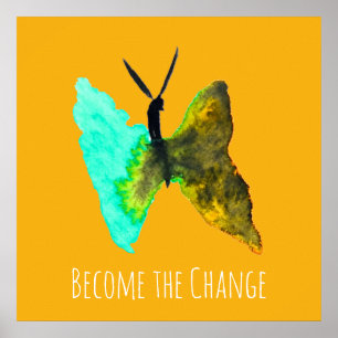 Poster Aquarelle papillon aqua joli