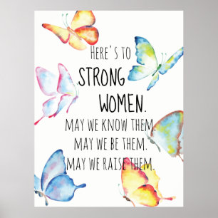 Poster Aquarelle Papillon Voici une citation de femmes fo