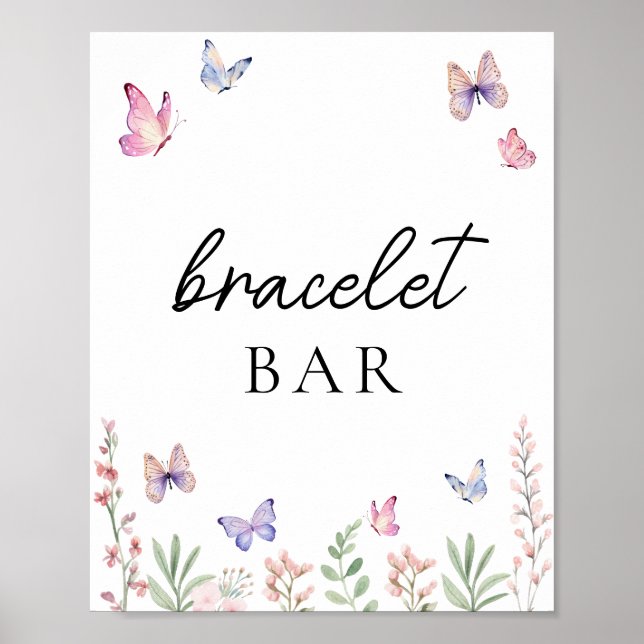Poster Aquarelle Papillons Jeux Barre Buffet Panneau Tabl (Devant)
