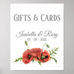 Poster Aquarelle Papillons rouges Cadeaux de mariage Sign