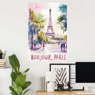 Poster Aquarelle parisienne de la Tour Eiffel