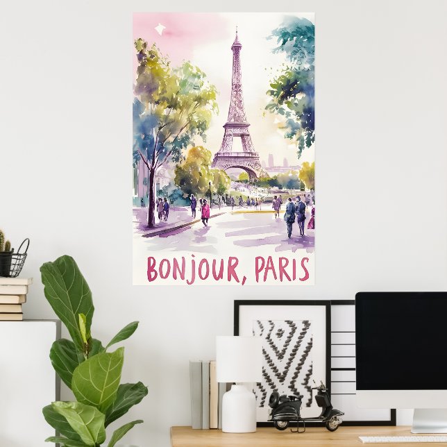 Poster Aquarelle parisienne de la Tour Eiffel (Bureau à domicile)