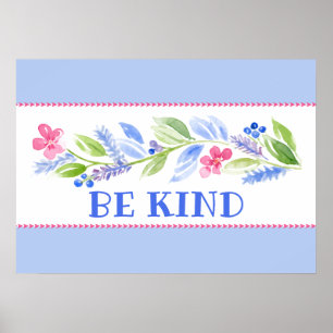 Poster Aquarelle Pastel Floral SOIS GENTIL