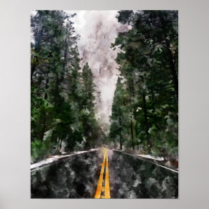 Poster Aquarelle Paysage Abstrait