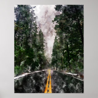 Poster Aquarelle Paysage Abstrait