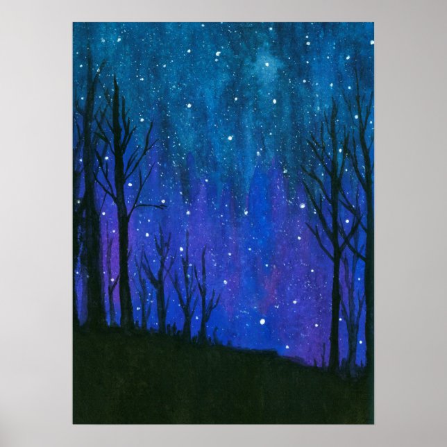 Poster Aquarelle Paysage Art Nuit Sky Stars Univers (Devant)