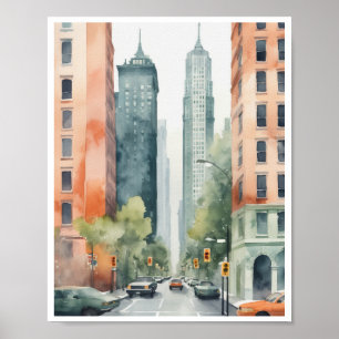 Poster Aquarelle Paysages urbains motif Wall Art
