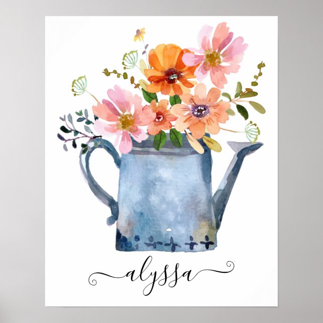 Poster Aquarelle peinte à la main Floral (Devant)