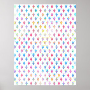 Poster aquarelle peinture abstraite formes diamant motif