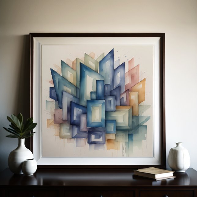 Poster Aquarelle Peinture Abstraite moderne géométrique 1 (Créateur téléchargé)