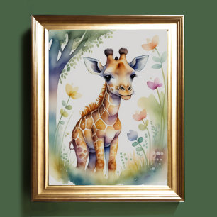 Poster Aquarelle Peinture Baby Giraffe Nursery 5:4