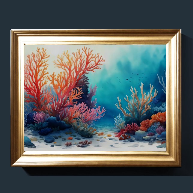 Poster Aquarelle Peinture Coral Reef (Créateur téléchargé)